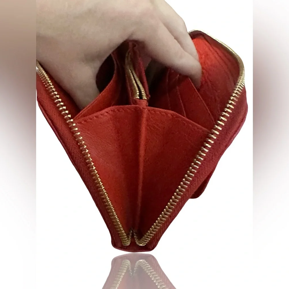 Chloe Wallet ❤️ COA Lily Ribbon Wallet in Bright Red Soft Pebbled Leather